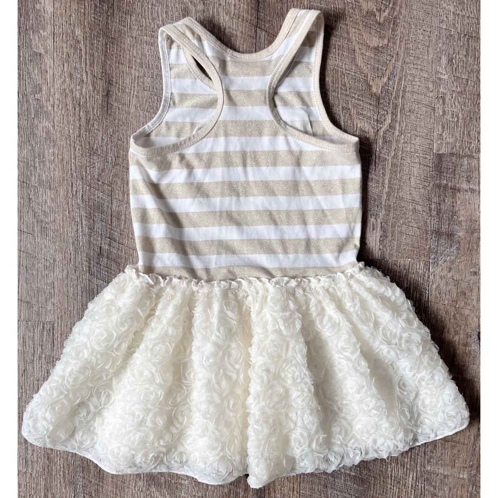 Juicy Couture girls cream and gold striped dress heart rosettes size 5 racerback - Picture 4 of 4